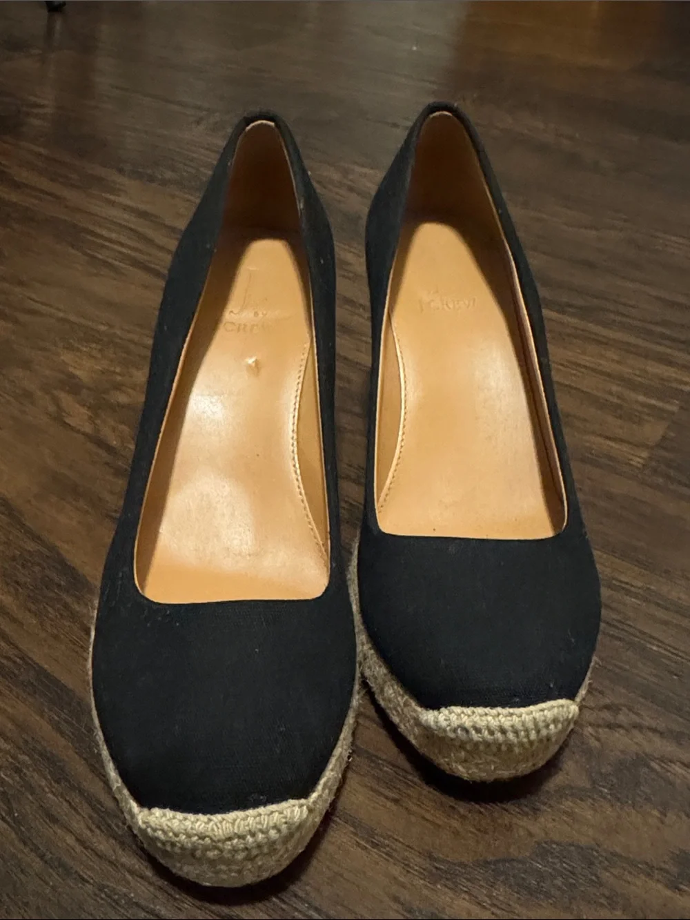J. Crew Black Canvas Espadrille Wedges